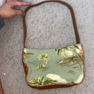 Fossil palm tree button purse